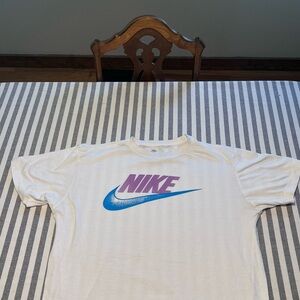 Nike Tee with Purple and Blue Swoosh graphic tee